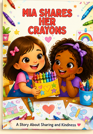 Mia Shares Her Crayons — children's storybook cover